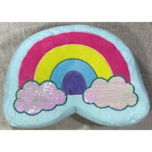 Rainbow Pillow Sequin Plush Soft Decorative Girls Kids Childs Dream Street Decor